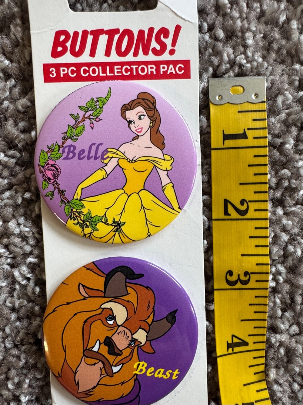 Vintage Beauty & The Beast Pin Buttons Set Belle Beast Disney Y2K Toys R Us - Picture 8 of 8